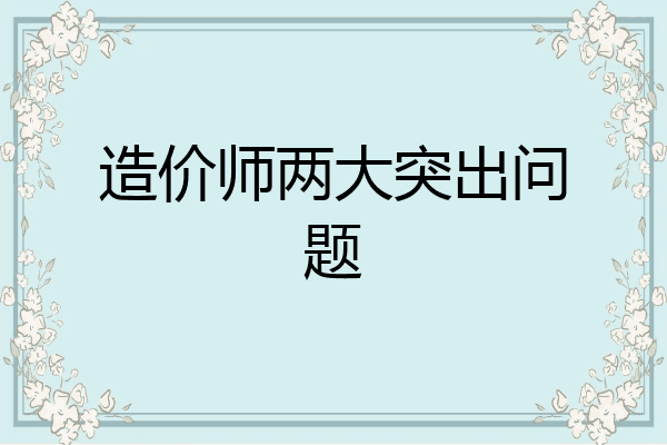 造价师两大突出问题