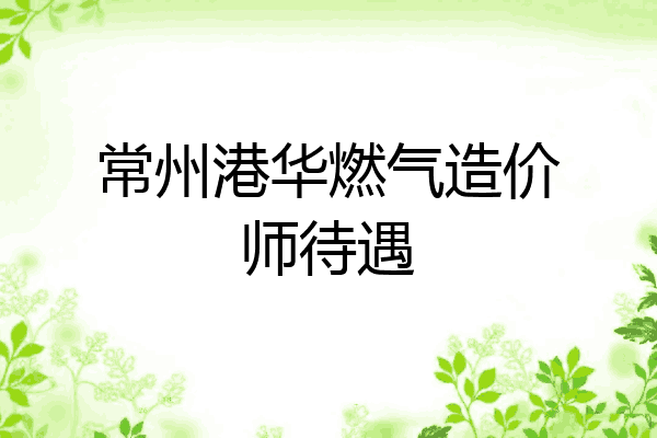 常州港华燃气造价师待遇