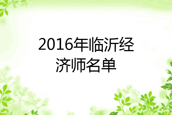 2016年临沂经济师名单