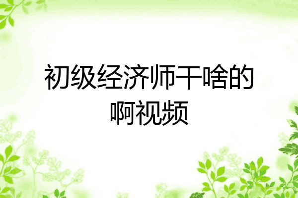 初级经济师干啥的啊视频