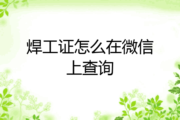 焊工证怎么在微信上查询