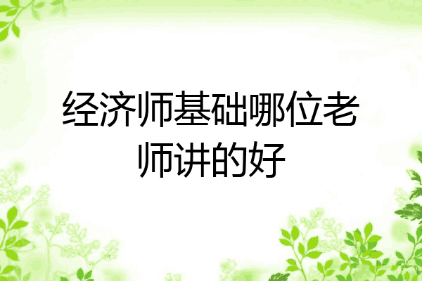 经济师基础哪位老师讲的好