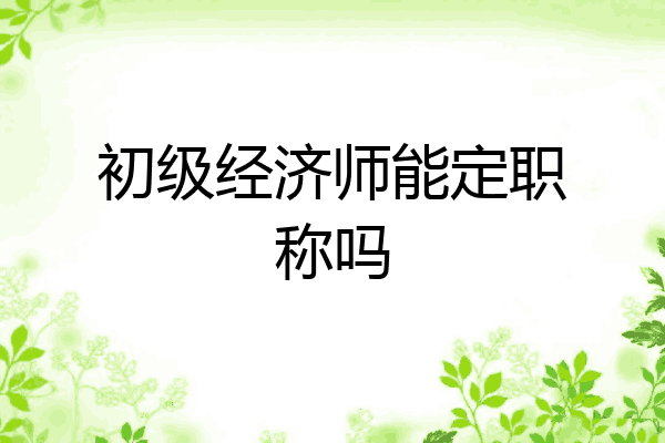 初级经济师能定职称吗