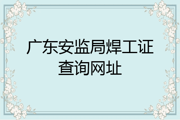 广东安监局焊工证查询网址