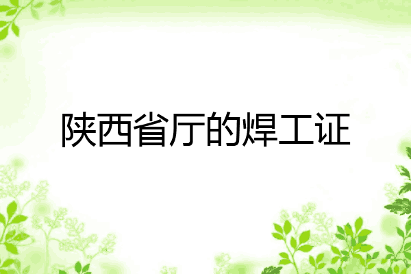 陕西省厅的焊工证