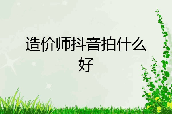 造价师抖音拍什么好