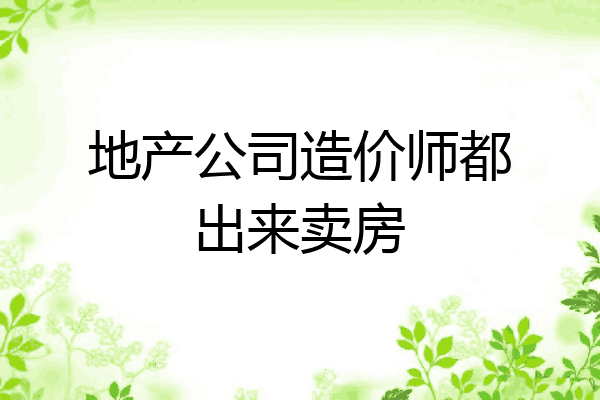 地产公司造价师都出来卖房