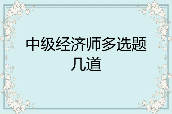 中级经济师多选题几道