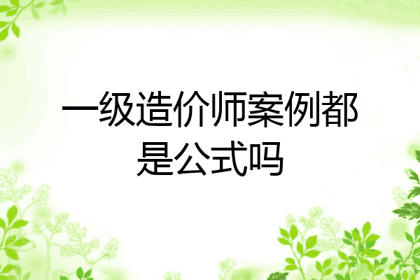 一级造价师案例都是公式吗