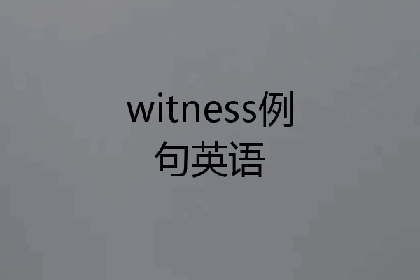 witness例句英语