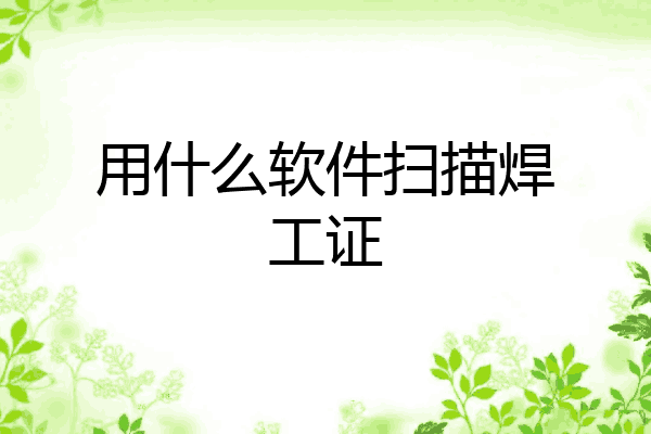 用什么软件扫描焊工证