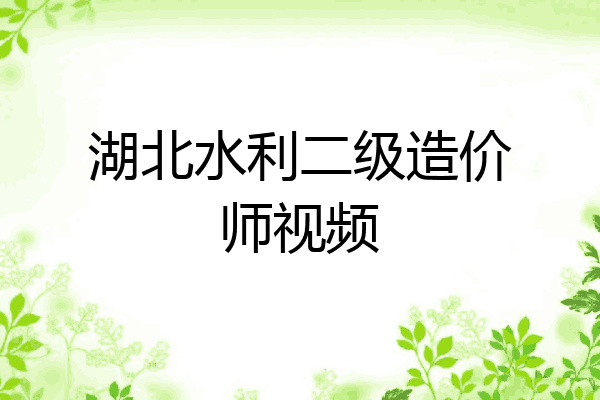 湖北水利二级造价师视频