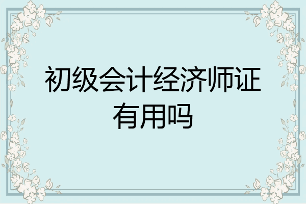 初级会计经济师证有用吗