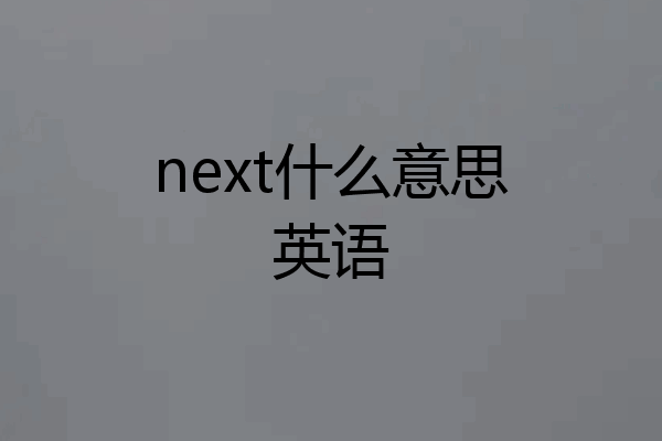 next什么意思英语