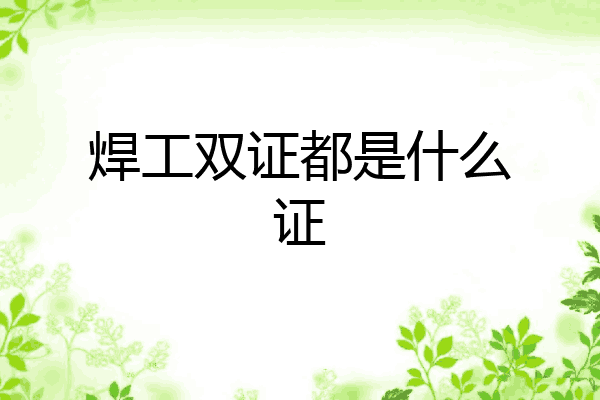 焊工双证都是什么证