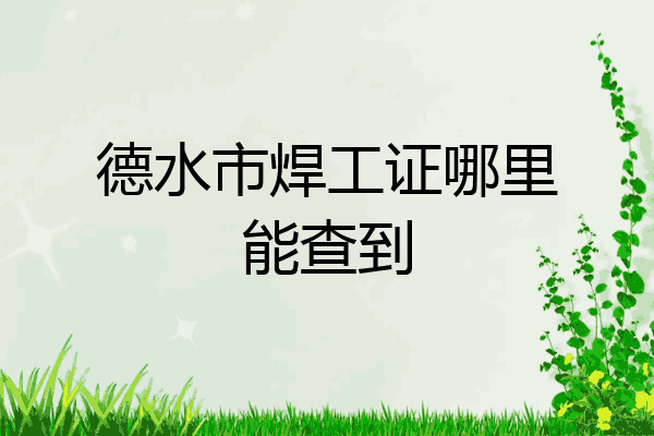 德水市焊工证哪里能查到