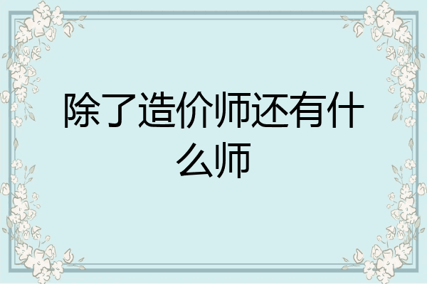 除了造价师还有什么师