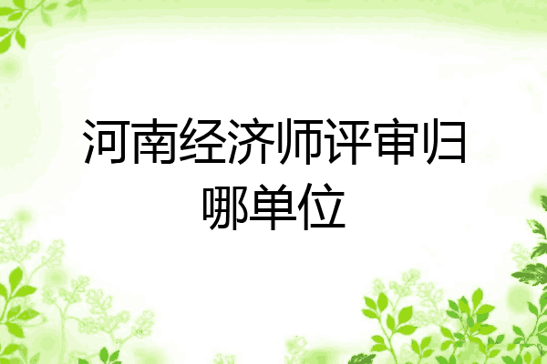 河南经济师评审归哪单位