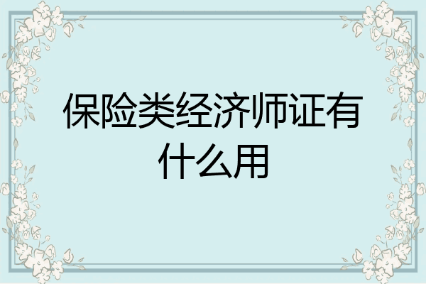 保险类经济师证有什么用