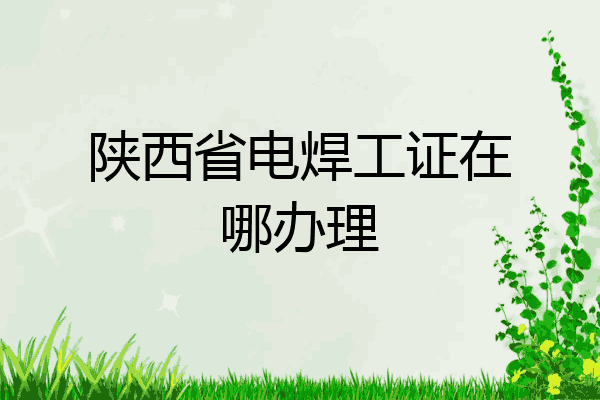 陕西省电焊工证在哪办理