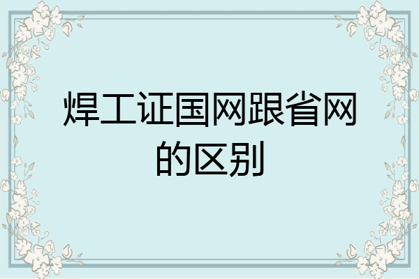焊工证国网跟省网的区别