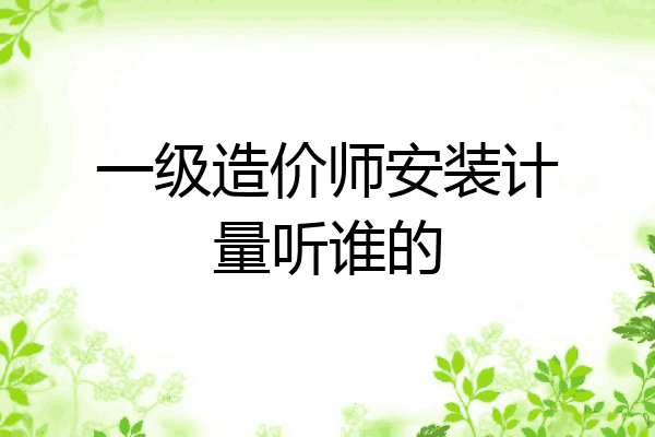 一级造价师安装计量听谁的