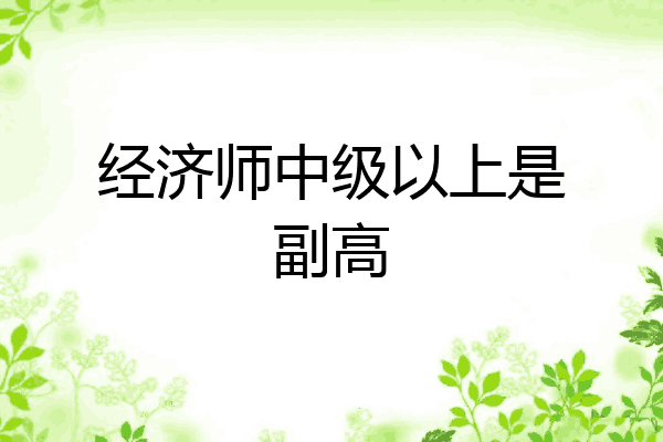 经济师中级以上是副高
