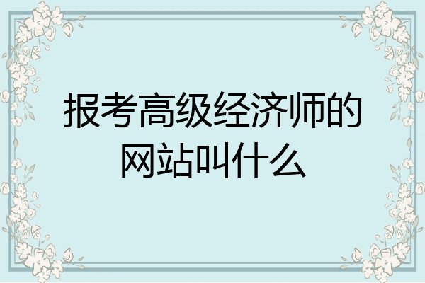 报考高级经济师的网站叫什么