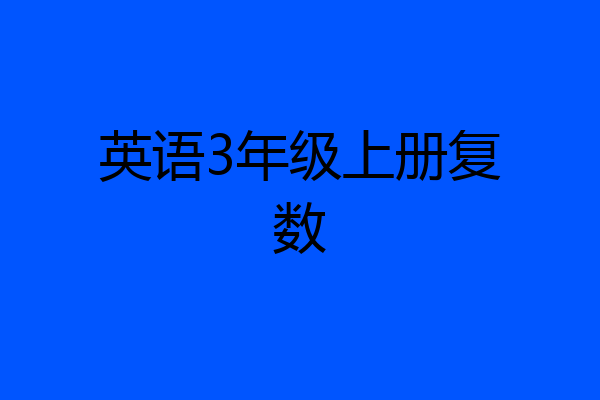 英语3年级上册复数