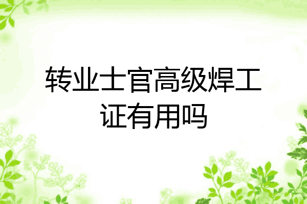 转业士官高级焊工证有用吗