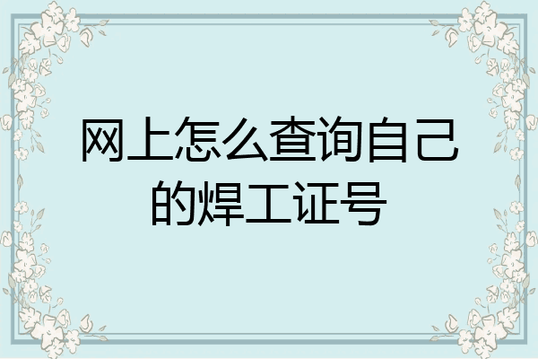 网上怎么查询自己的焊工证号