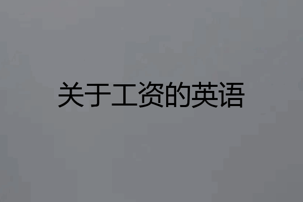 关于工资的英语