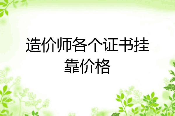 造价师各个证书挂靠价格