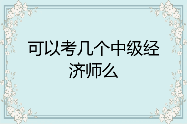 可以考几个中级经济师么