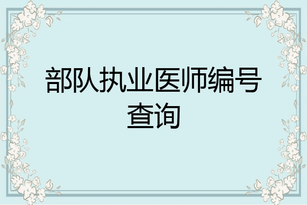 部队执业医师编号查询