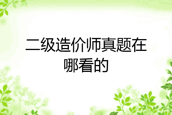二级造价师真题在哪看的