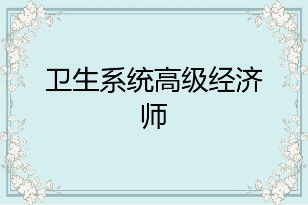 卫生系统高级经济师