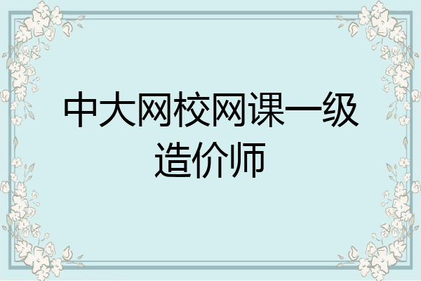 中大网校网课一级造价师