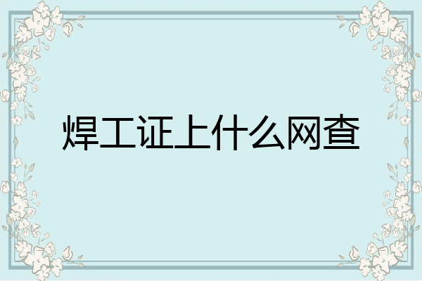 焊工证上什么网查