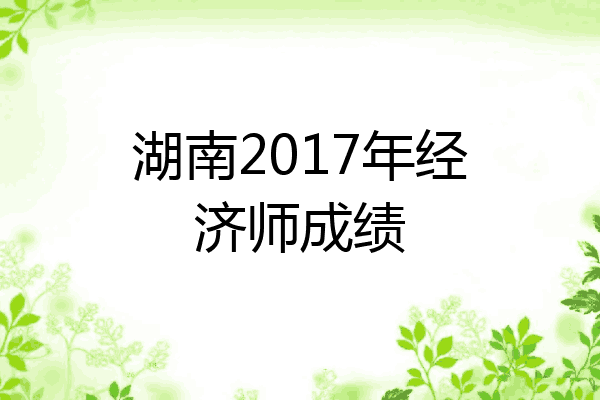 湖南2017年经济师成绩