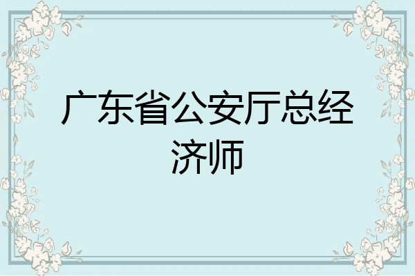 广东省公安厅总经济师