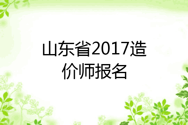 山东省2017造价师报名