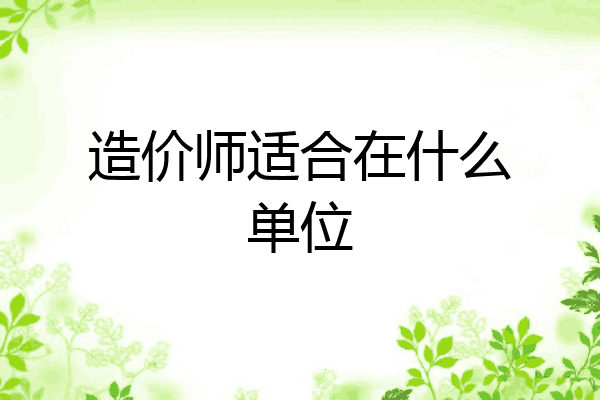 造价师适合在什么单位