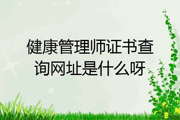 健康管理师证书查询网址是什么呀