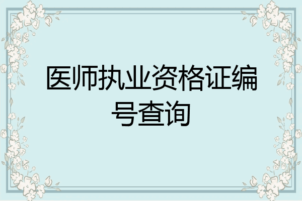 医师执业资格证编号查询