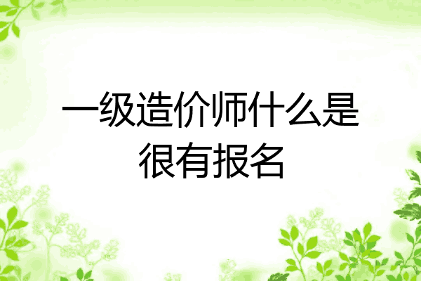 一级造价师什么是很有报名