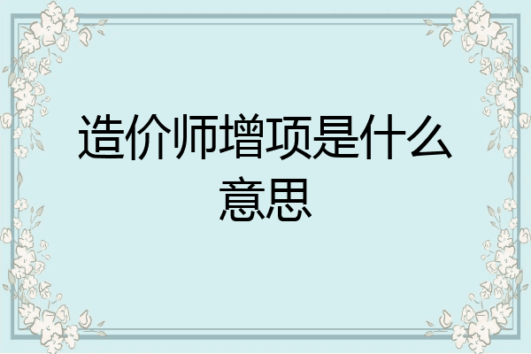造价师增项是什么意思