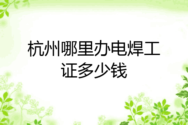 杭州哪里办电焊工证多少钱