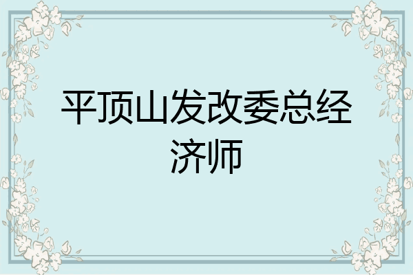 平顶山发改委总经济师