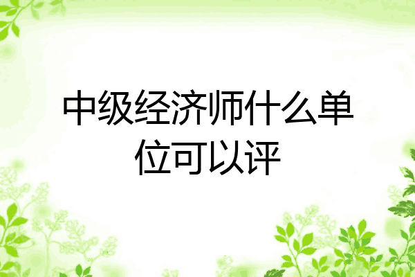 中级经济师什么单位可以评